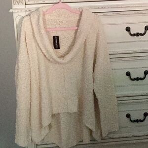POL Cream Cowl Neck Sweater with Soft Texture